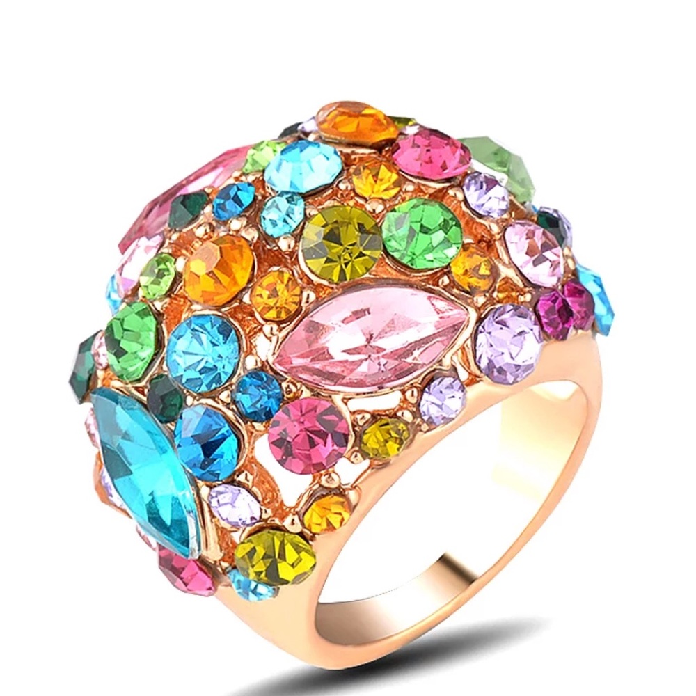 High Quality Stainless Steel Austrian Crystal Ring